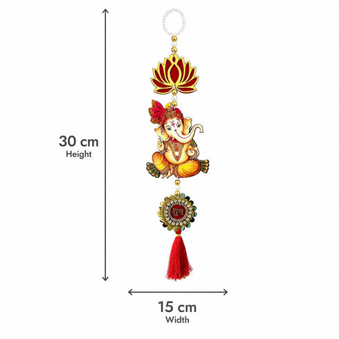 Pichwai Lakshmi Ganesh Door Entrance Hanging Pair for Mandir, Home & Festive Décor | Diwali & Dussehra Decoration | Pack of 2 | Craft Shop India