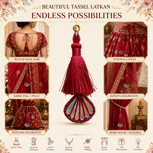 Maroon Handmade Ethnic Latkan Tassel Pack of 2 for Saree, Blouse & Lehenga | Craft Shop India