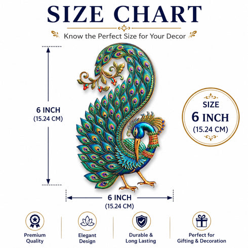 Peacock Printed MDF Cutout Pack of 10 | 4 & 6 Inch | DIY Decoration, Toran & Bandhanwar | Craft Shop India