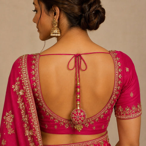 Rani Pink Round Ethnic Nalki Cone Latkan Tassel Pack of 2 for Saree, Blouse & Lehenga | Craft Shop India