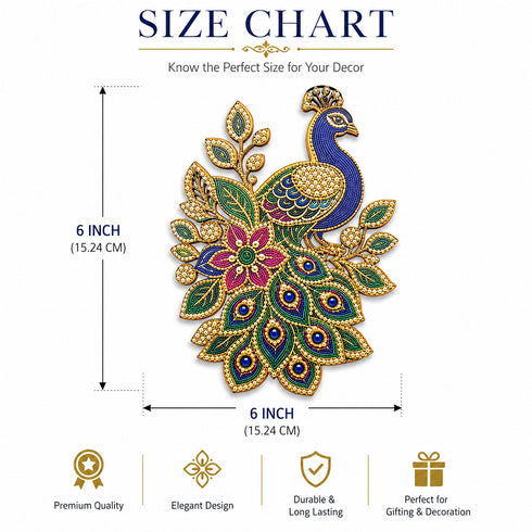 Beaded Peacock Printed MDF Cutout Pack of 4 | 6 Inch | DIY Decoration, Toran & Bandhanwar | Craft Shop India
