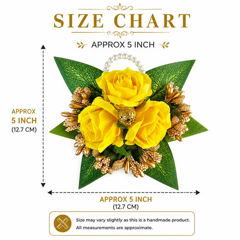 Yellow Handmade Artificial 3 Flowers & Pollen Bunch Pack of 6 & 12 | Trousseau Packing | Craft Shop India
