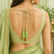 Parrot Green Silk Hanging Tassels with Golden Cutdana Beads for Saree Pallu, Blouse, Lehenga, Dupatta, DIY Art & Craft Decoration | Pack of 10 | Craft Shop India