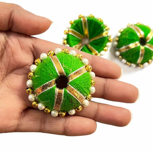 Green Color Gota & Beads Katori Umbrella Pack Of 10