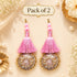 Baby Pink Mirror Work Round Latkan Tassel Set of 2 for Saree Pallu, Blouse, Dupatta & Lehenga | Craft Shop India