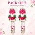 Rani Pink Nalki Pichwai Lotus with Flower Bunch Hanging Pack of 2 | Wall Décor | Craft Shop India