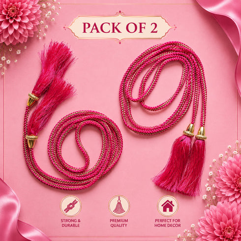 Rani Pink Tassel with Cord Rope Pack of 2 for Saree, Blouse, Lehenga & Dupatta | Craft Shop India