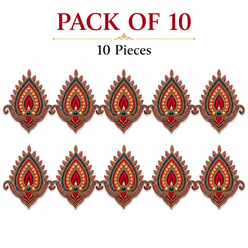 Drop Shape Patch Printed MDF Cutout Pack of 10 | 3 Inch | DIY Decoration, Toran & Bandhanwar | Craft Shop India