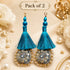 Rama Blue Mirror Work Round Latkan Tassel Set of 2 for Saree Pallu, Blouse, Dupatta & Lehenga | Craft Shop India