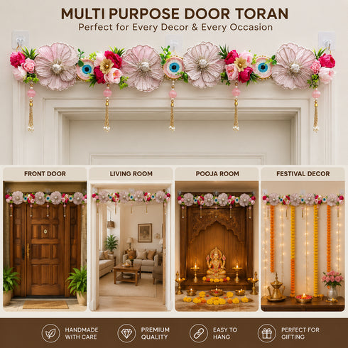 Pink Evil Eye Bandhanwar Toran 40 Inch for Home Door Entrance | Craft Shop India