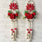Red Nalki Pichwai Lotus with Flower Bunch Hanging Pack of 2 | Wall Décor | Craft Shop India
