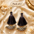 Black Mirror Work Curved Latkan Tassel Set of 2 for Saree Pallu, Blouse, Dupatta, Lehenga & DIY Craft Decoration | Craft Shop India