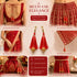 Carrot Red Silk Hanging Tassels with Golden Cutdana Beads for Saree Pallu, Blouse, Lehenga, Dupatta, DIY Art & Craft Decoration | Pack of 10 | Craft Shop India