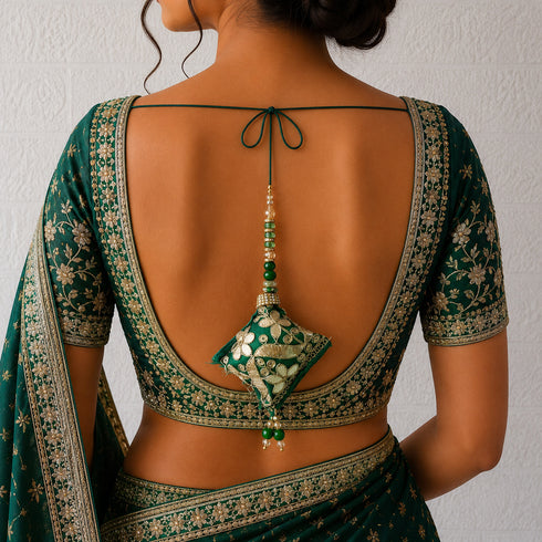 Green Handmade Ethnic Gotapatti Latkan Tassel Set of 2 for Saree, Blouse & Lehenga | Craft Shop India
