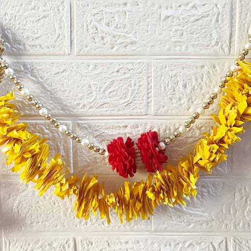 Yellow Flower String Bandhanwar Toran 40 Inch for Home Entrance | Craft Shop India