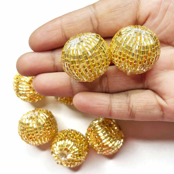 Golden Katdana Beads Pack Of 10 | Katdana Beads | Katdana Bolls | Katdana Beads | Craft Store | Art Craft | Colllection | Projects | Art | Jewellery Making | craft shop india | india craft | shop craft | craft shop