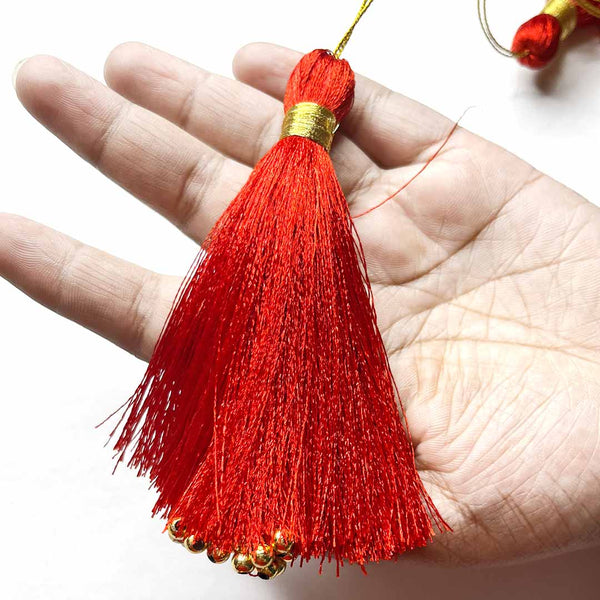 Red Color Golden Beads Hanging | Tassels Pack Of 6 | craft shop india | india craft shop | shop craft india | india craft shop |