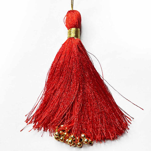 Big Size Red Color Golden Beads Hanging/Tassels Pack Of 6