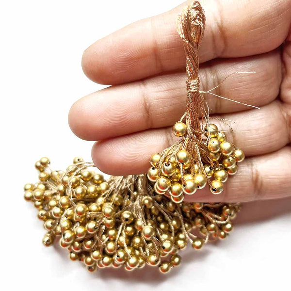 Golden Beads Hanging | Tassels Pack Of 10 | tassels | beads | hanging little bolls | craft shop india | india craft | craft shop india