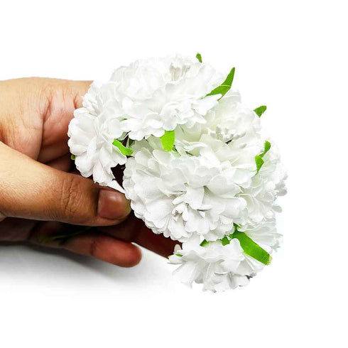 White Color Fabric Flower Bunch 2 Of 12 PCS.