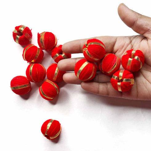 Red Color Big Size Gota Beads Pack Of 15
