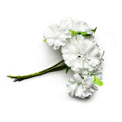 White Color Fabric Flower Bunch 2 Of 12 PCS.
