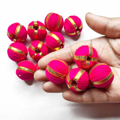 Rani Pink Color Big Size Gota Beads Pack Of 15