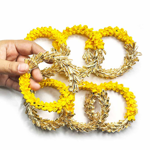 3 Inches Half Yellow & Half Golden Gota Ring Set Of 6