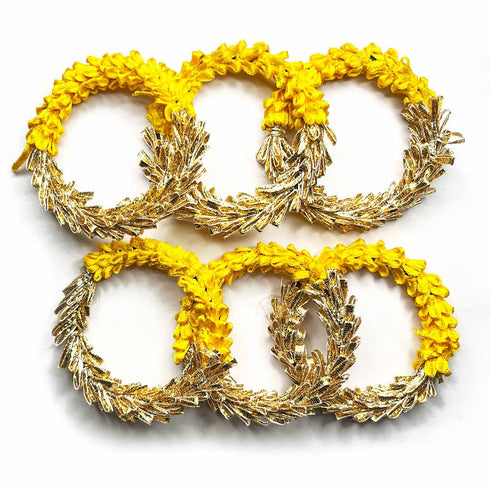 3 Inches Half Yellow & Half Golden Gota Ring Set Of 6