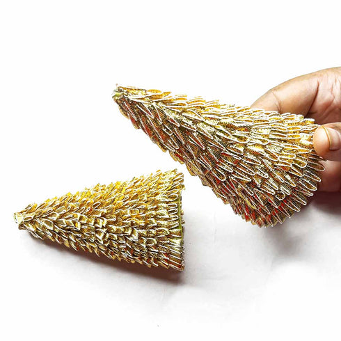 Golden Color Gota Frill Cone Pack Of 6
