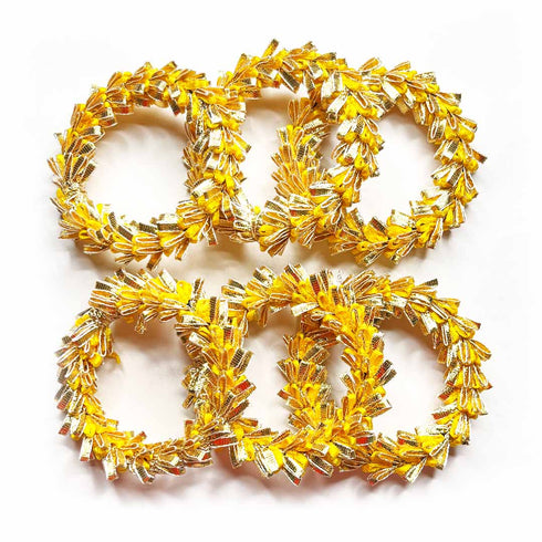 3 Inches Yellow & Golden Gota Ring Set Of 6