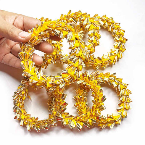 3 Inches Yellow & Golden Gota Ring Set Of 6