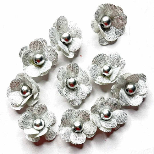 Silver Color Small Size Flower Set Of 20