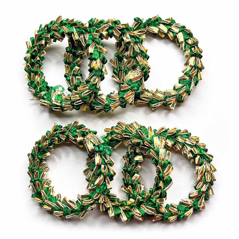 3 Inches Bottle Green & Golden Gota Ring Set Of 6