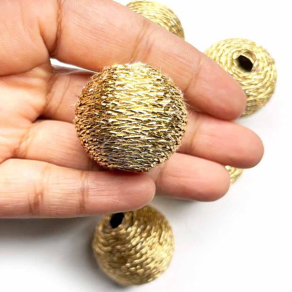Big Size Golden Zari Round Beads Pack Of 20 | carft shop india | india craft shop | craft shop india | india craft shop | carft shop
