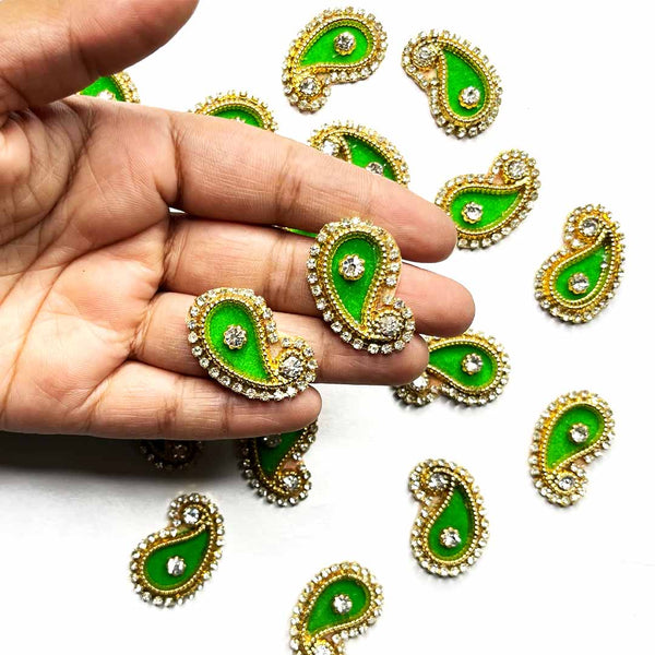 Green Color Pazily Booti Pack Of 10 | craft shop india | india craft shop | indian craft shop | handmade art | art craft | craft online artificial flower | craft shop | wooden miniature | solawood flower | decoration essectials | wedding decoration | flower bunches | craft store online | online craft | indian art craft | indian craft store