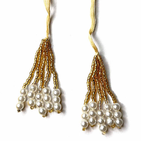 Cream Color Beads Tassel Set Of 10
