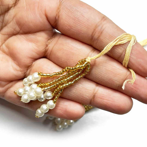 Cream Color Beads Tassel Set Of 10