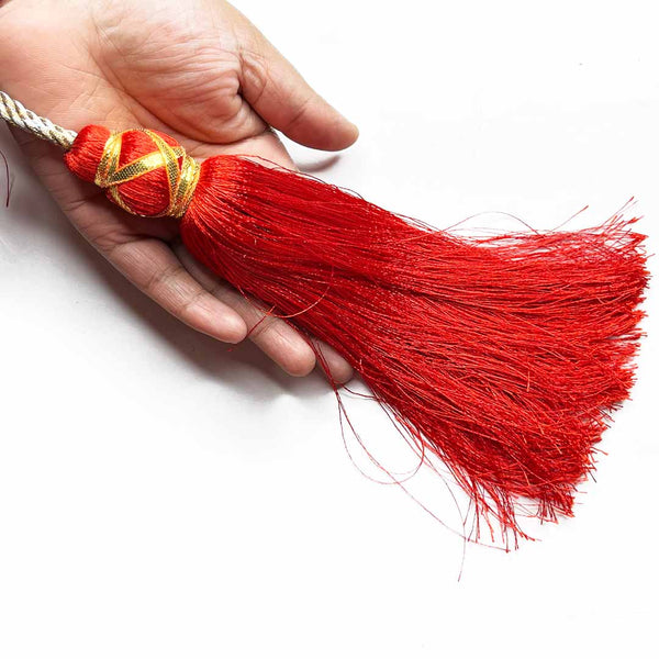 7 Inch Red Color Matka Tassel Set Of 4 | Wedding Decoration | Traditional Art | Dress Making | DIY | Jawellry Making Material | craft shop india | india craft shop | craft shop | india craft shop
