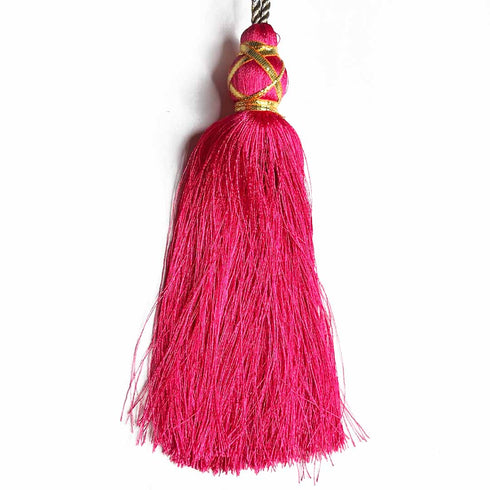 10 Inch Rani Pink Color Matka Tassel Set Of 4