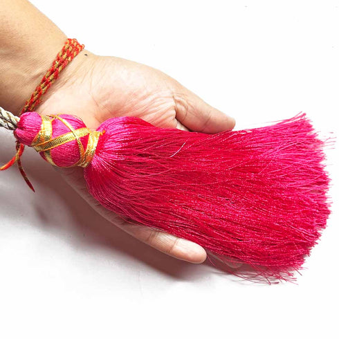 10 Inch Rani Pink Color Matka Tassel Set Of 4