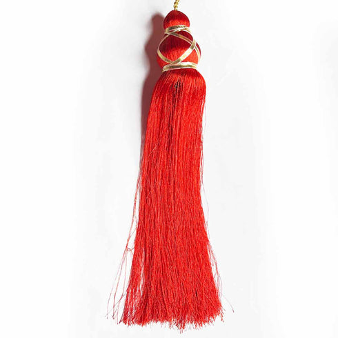 10 Inch Red Color Matka Tassel Set Of 4