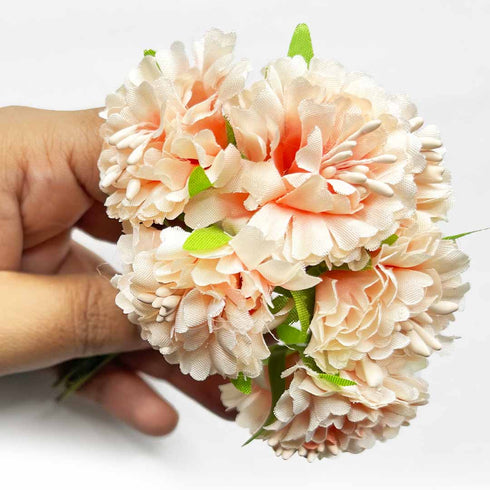 Light Peach Color Fabric Flowers Bunch 2 Of 12 PCS.