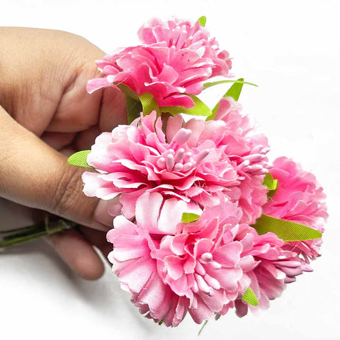 Pink Color Fabric Flowers Bunch 2 Of 12 PCS.