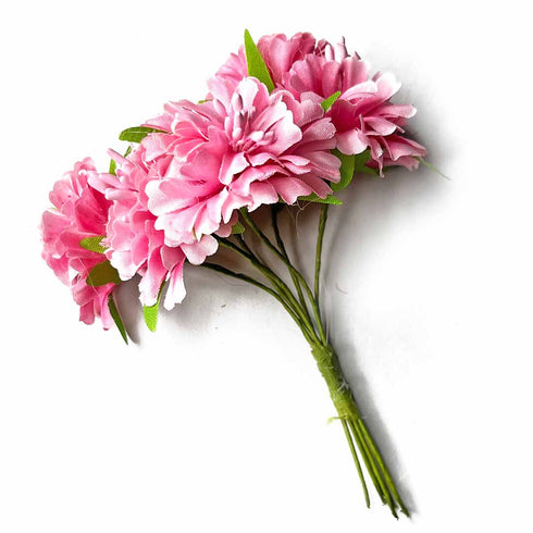 Pink Color Fabric Flowers Bunch 2 Of 12 PCS.