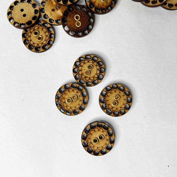 Round Engraved Design Button Set Of 6 | Round Engraved Design Button | Engraved Design Button | Craft Shop India | Art Craft | Craft | Design Buttons