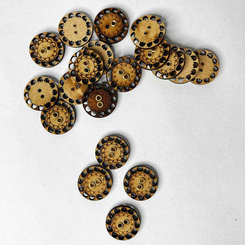 Round Engraved Design Button Set Of 6