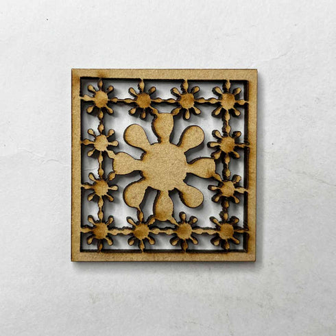 Mdf floral Design Square Shape Set Of 6