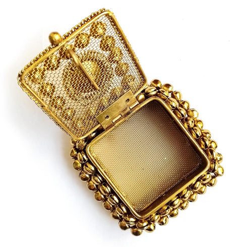 Square Shape Antique Gold Finish Handcrafted Coin Box With Stonework & Ghungroo | Square Shape | Antique Gold | Handcrafted Coin Box | Stonework & Ghungroo | Craft Shop India