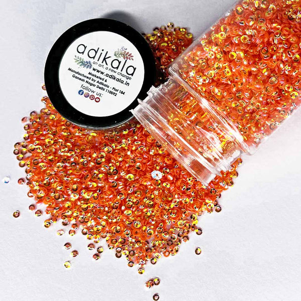 Orange with Multicolor Shine Glitter/Sequins (OS1) | Orange | Multicolored | Shine Colored | Glitter/Sequins | Craft shop India